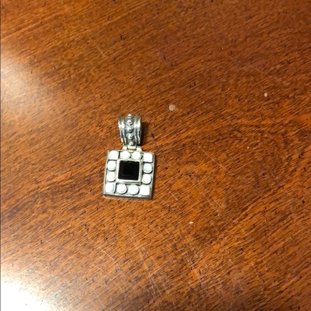 Sterling silver black and pearl pendant